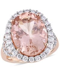 Amour - Oval-Cut Morganite And 1 2/5 Ct Tw Diamond Halo Cocktail Ring - Lyst