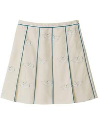 Burberry - Silk Swan Pleated Skirt, Brand Size 12 Us - Lyst