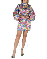 ROTATE BIRGER CHRISTENSEN - Necatrine Comb Floral Print Puff-sleeve Dress - Lyst