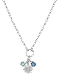 Tresorra - Sterling Sunflower Cz Charm Necklace - Lyst