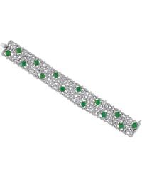 Created Forever - 9 4/5Ct Tgw Emerald And 11 1/7Ct Tw Lab-Grown Diamond Wide Bracelet - Lyst