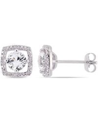 Amour - 1 1/3 Ct Tgw Created Sapphire And Diamond Stud Earrings - Lyst