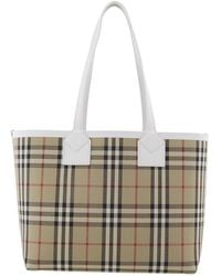 Burberry - Ladies Archive Check Cotton Canvas Small London Tote - Lyst