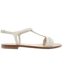 Ferragamo - Tremiti Chain-Embellished Leather Sandals - Lyst