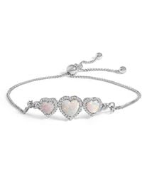 Haus of Brilliance - 925 Sterling Created Opal Triple Heart And Sapphire Bolo Bracelet - Lyst