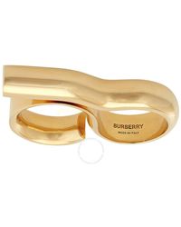 Burberry - Light Gold Gold-plated Eyelet Double Ring - Lyst