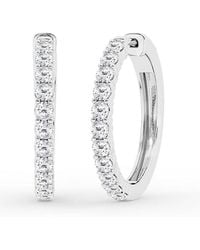 Brilliant Diamond - 2.0 Carat Round Lab Grown Diamond Single Row Hoop Earrings - Lyst