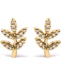 Haus of Brilliance - 10K 1/10 Cttw Diamond Accented Leaf And Branch Stud Earrings (H-I Color, I1-I2 Clarity) - Lyst