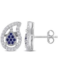 Amour - 5/8 Ct Tgw Created Sapphire And Topaz Teardrop Earrings - Lyst