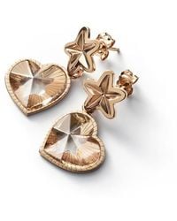 Baccarat - 18K Plated On Sterling, Crystal Heart And Star Drop Earrings 2812899 - Lyst