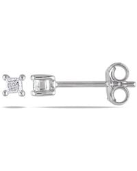 Amour - 1/6 Ct Tw Princess Cut Diamond Stud Earrings - Lyst