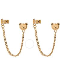 Moschino - Gold Teddy Bear Logo Chain Drop Earrings - Lyst