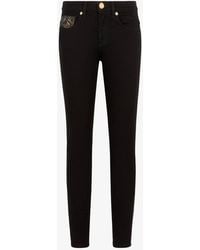Roberto Cavalli - Animalier Patchwork-Print Slim-Fit Jeans, Brand Size 38 Us - Lyst