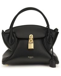 Balmain - Black Calf Leather Bos Taurus Handbag - Lyst