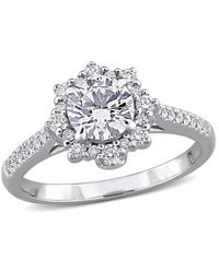 Created Forever - 1 1/6Ct Tw Round Lab-Grown Diamond Halo Engagement Ring - Lyst