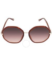 Chloé - Gradient Red Brown Geometric Sunglasses Ch0133sa 004 - Lyst