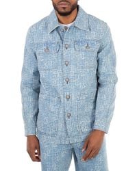 Balmain - Pb Logo Monogram Pattern Denim Jacket, Brand Size 46 (Us - Lyst