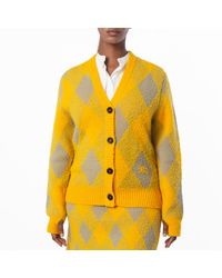 Burberry - Argyle Diamond Patterned Rib Trim Cardigan - Lyst