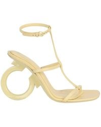 Ferragamo - Elina T-Strap Gancini Sandals - Lyst