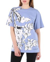 Moncler - Light Floral Print Cotton Crew Neck T-shirt - Lyst