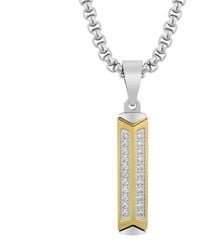 Robert Alton - 1/5Ctw Diamond Stainless Steel With Finish Stick Pendant - Lyst