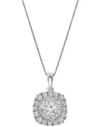 Brilliant Diamond - 14K 1 Cttw Lab Grown Diamond Cushion Halo Pendant Necklace (G-H, Si1-Si2) 18" - Lyst