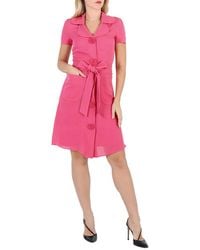 Moschino - Ladies Fuschia Silk Belted Shirt Dress - Lyst