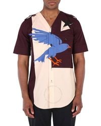 Burberry - Deep Maroon Bird Geo Print Short Sleeve Cotton Shirt - Lyst