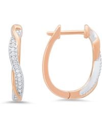 Kylie Harper - Sterling Two-Tone Cz Swirl Hoop Earrings - Lyst