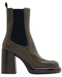 Burberry - Leather Wedge Chelsea Boots, Brand Size 38 Us - Lyst