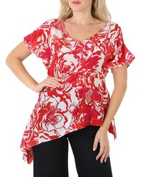 Roberto Cavalli - Ladies Rose-Print Silk Top, Brand Size 42 Us - Lyst