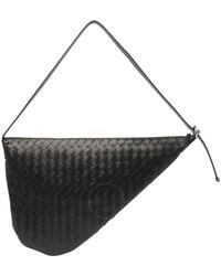 Bottega Veneta - Black Intrecciato Leather Virgule Crossbody Bag - Lyst
