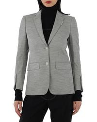 Burberry - Grey Taupe Melange Technical Wool Jersey Blazer - Lyst