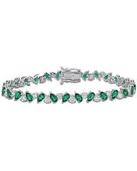 Created Forever - 6 2/5Ct Tgw Created Emerald And 2 7/8Ct Tw Lab-Grown Diamond Bracelet - Lyst