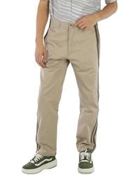 Roberto Cavalli - Sand Straight Leg Striped Cotton Trousers, Brand Size 48 (Waist - Lyst