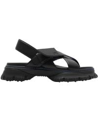 Burberry - Pebbled Leather Sandals, Brand Size 37 Us - Lyst