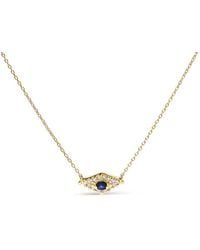Haus of Brilliance - 10K Sapphire And Diamond Accented Evil Eye 18" Inch Pendant Necklace (H-I Color, I1-I2 Clarity) - Lyst