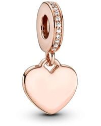PANDORA - Engravable Heart Tag Dangle Charm - Lyst