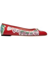 Bally - Strawberry Print Leather Rina Flats, Brand Size 37 Us - Lyst