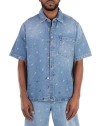 Axel Arigato - Miles Logo Print Cotton Denim Shirt - Lyst