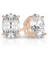 Tresorra - 14K Rose Oval Cut Earth Mined Diamond Stud Earrings - Lyst