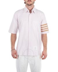 Thom Browne - Stripe Oxford 4-Bar Short Sleeve Shirt - Lyst