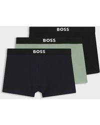 BOSS - Three-Pack Of Stretch-Cotton Trunks With Logo Waistbands - Lyst
