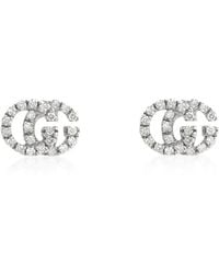 Gucci - Gg Running Pave Diamond Stud Earrings - Lyst