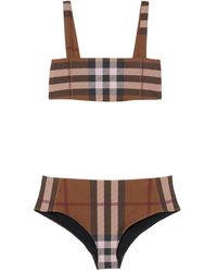 Burberry - Ladies Dark Birch Check-Pattern Square-Neck Bikini - Lyst