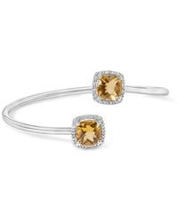 Haus of Brilliance - Sterling Cushion Cut Citrine Gemstone And Diamond Accent Split Bypass Bangle Bracelet - Lyst