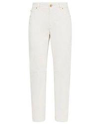 Brunello Cucinelli - Off Straight Leg Trousers, Brand Size 42 (Us - Lyst
