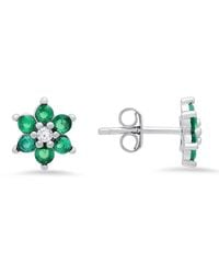 Kylie Harper - Sterling Petite Emerald Cz Floral Stud Earrings - Lyst