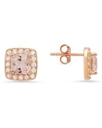 Kylie Harper - 14K Rose Over Morganite Cz Halo Stud Earrings - Lyst