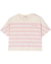 Moncler - Kids Embroidered-logo Striped Cotton T-shirt - Lyst